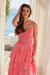 Nox Anabel Y1551 Chiffon Layered Sweetheart Strapless Dress