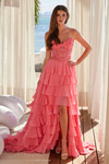 Nox Anabel Y1551 Chiffon Layered Sweetheart Strapless Dress
