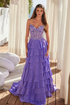 Nox Anabel Y1551 Chiffon Layered Sweetheart Strapless Dress
