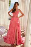 Nox Anabel Y1551 Chiffon Layered Sweetheart Strapless Dress