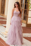 Nox Anabel A1591 Layered Glitter Tulle Strapless Prom Dress