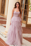 Nox Anabel A1591 Layered Glitter Tulle Strapless Prom Dress