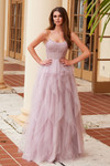 Nox Anabel A1591 Layered Glitter Tulle Strapless Prom Dress