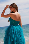 Nox Anabel A1591 Layered Glitter Tulle Strapless Prom Dress