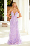 Nox Anabel Q1542 Sequin Tulle V-neck Spaghetti Straps Dress