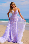 Nox Anabel Q1542 Sequin Tulle V-neck Spaghetti Straps Dress