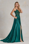 Nox Anabel K1121 Satin Beaded Embroidered V-neck Prom Gown Nox Anabel K1121 Satin Beaded Embroidered V-neck Prom Gown