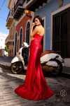 Nox Anabel R1323 Satin Halter Neck Sheer Corset Prom Gown