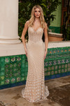 Nox Anabel C1603 Beaded Tulle V-neck Sleeveless Prom Dress