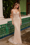 Nox Anabel C1603 Beaded Tulle V-neck Sleeveless Prom Dress
