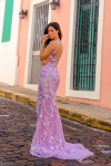 Nox Anabel C1458 Floral Sequin Tulle V-neck Sleeveless Gown
