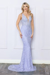 Nox Anabel G1353 Embroidered Deep V-Neck Overskirt Dress