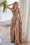 Nox Anabel Y1548 Metallic Stretch Keyhole Bust Pleated Dress