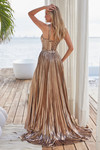 Nox Anabel Y1548 Metallic Stretch Keyhole Bust Pleated Dress