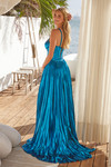 Nox Anabel Y1548 Metallic Stretch Keyhole Bust Pleated Dress