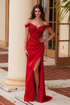 Nox Anabel F1572 Stretch Satin Sequin Applique Prom Dress
