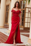 Nox Anabel F1572 Stretch Satin Sequin Applique Prom Dress