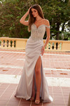 Nox Anabel F1572 Stretch Satin Sequin Applique Prom Dress