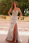 Nox Anabel F1572 Stretch Satin Sequin Applique Prom Dress