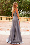 Nox Anabel F1573 Stretch Satin Sequin Applique Draped Dress