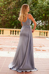 Nox Anabel F1573 Stretch Satin Sequin Applique Draped Dress