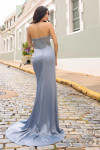 Nox Anabel F1466 Satin Beaded Strapless Corset Fitted Gown