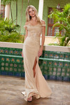 Nox Anabel H1668 Satin Pleated Bust Off-shoulder Prom Dress
