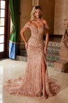 Nox Anabel C1600 Fully Beaded Tulle Off Shoulder Prom Dress