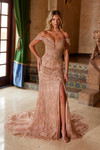 Nox Anabel C1600 Fully Beaded Tulle Off Shoulder Prom Dress