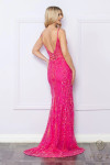 Nox Anabel D1355 Sequin Print Adorned Plunging V-Neck Dress