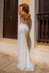 Nox Anabel D1355 Sequin Print Adorned Plunging V-Neck Dress