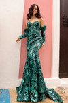 Nox Anabel D1269 Sequin Sweetheart Neck Long Sleeve Dress