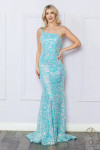 Nox Anabel R1308 Sequin Floral Print One Shoulder Prom Gown