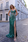 Nox Anabel E1280 Sequin Sheer One-Shoulder Fitted Prom Gown