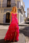Nox Anabel T1337 Tiered Tulle Sequin Sleeveless Prom Dress