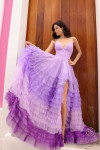 Nox Anabel C1420 Ombre Ruffle Sleeveless A-Line Prom Dress