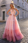 Nox Anabel C1420 Ombre Ruffle Sleeveless A-Line Prom Dress