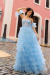 Nox Anabel T1338 Layered Ruffle Sweetheart Strapless Dress