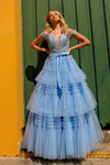 Nox Anabel E1293 Ruffled Tulle Layered Off Shoulder Dress