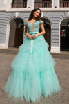 Nox Anabel E1293 Ruffled Tulle Layered Off Shoulder Dress