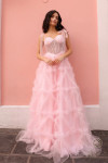 Nox Anabel T1340 Beaded Ruffled Sweetheart Neck Prom Dress