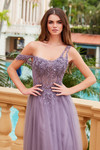 Nox Anabel F1567 Embroidered Sheer Boned Waist Prom Dress
