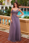 Nox Anabel F1567 Embroidered Sheer Boned Waist Prom Dress