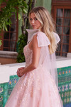 Nox Anabel H1680 Tulle Sheer Draped Tie-up Straps Prom Dress