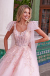 Nox Anabel H1680 Tulle Sheer Draped Tie-up Straps Prom Dress