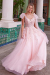 Nox Anabel H1680 Tulle Sheer Draped Tie-up Straps Prom Dress
