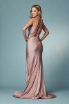 Nox Anabel T481 Satin Scoop Neck Spaghetti Straps Prom Gown