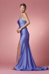 Nox Anabel T481 Satin Scoop Neck Spaghetti Straps Prom Gown
