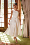 Nox Anabel JE931 Shiny Satin One-Shoulder Tea-Length Dress