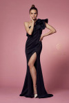 Nox Anabel E467 One Shoulder Ruffle Overlay Fitted Gown